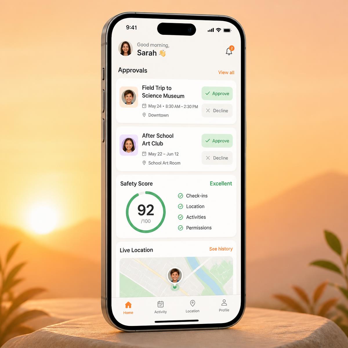 The Invited Playground parent panel on an iPhone