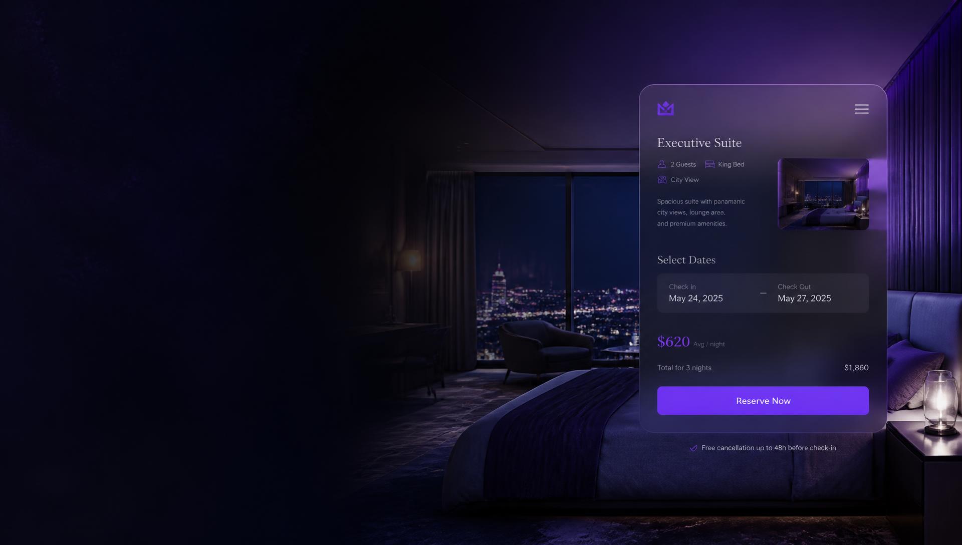 Hotel booking panel inside the Invited partner tools