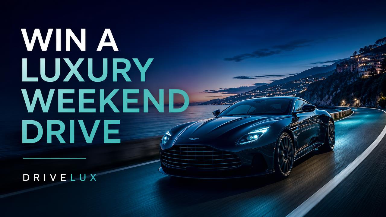 Campaign poster for the competition “Win a luxury weekend drive with DriveLux”, prize: Weekend car rental, hosted by DriveLux Rentals