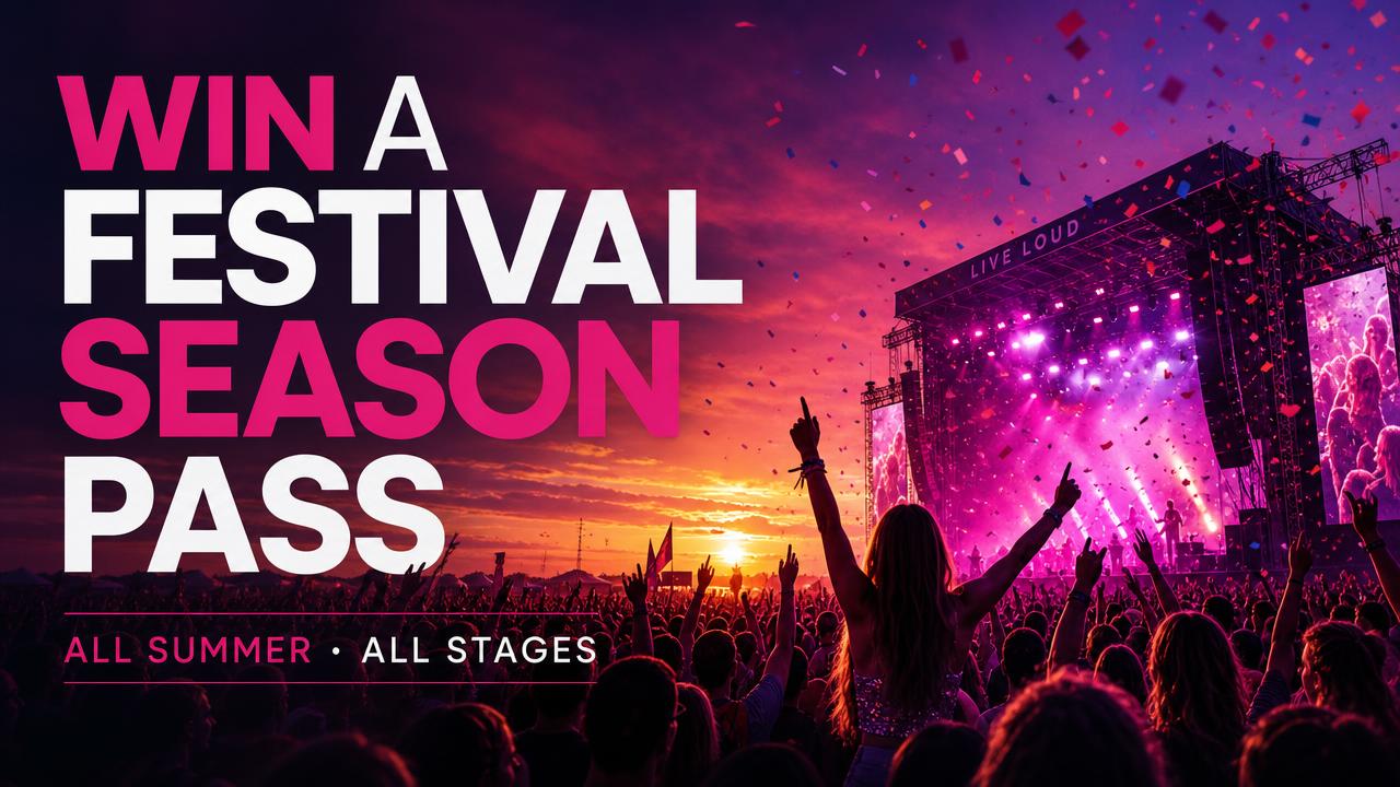 Campaign poster for the competition “Win a festival season pass”, prize: Season pass