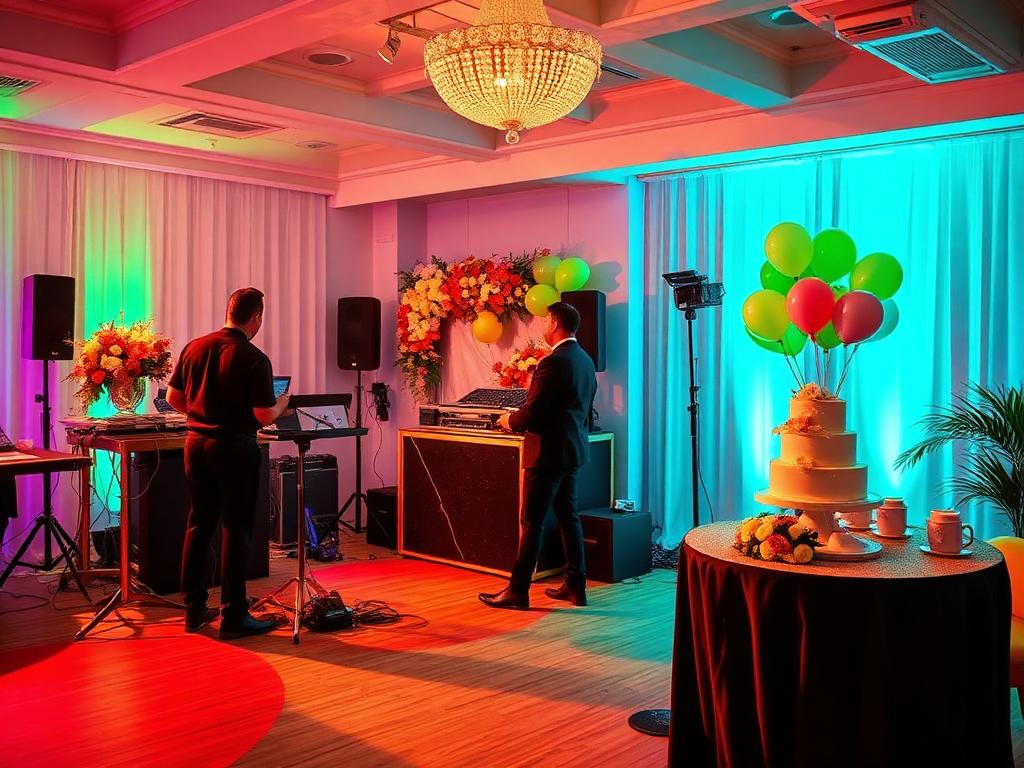 Party service partners preparing an event